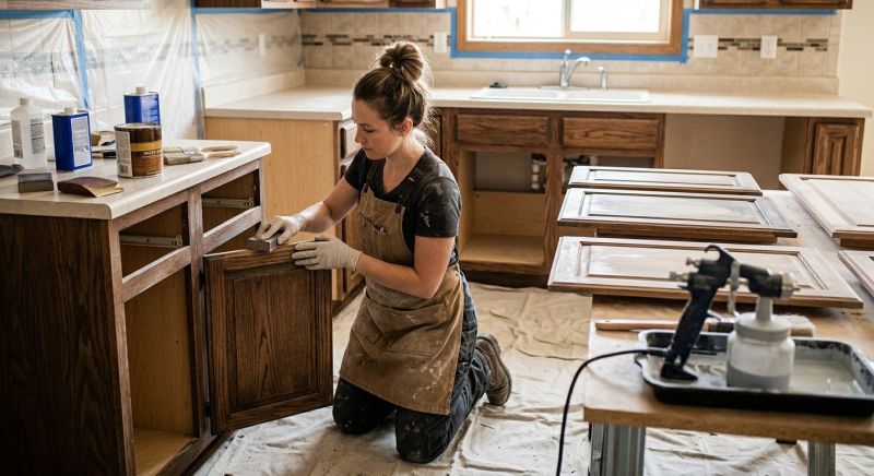Oak Cabinet Refinishing in Carmel, IN